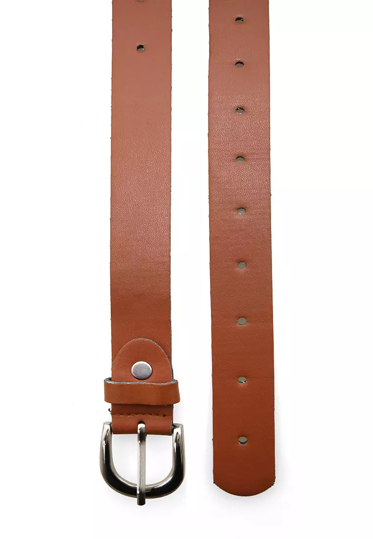 Imani Aksesoris Fashion Ikat Pinggang Wanita Belt Ring Square Material Leather ORIGINAL - Light Brown