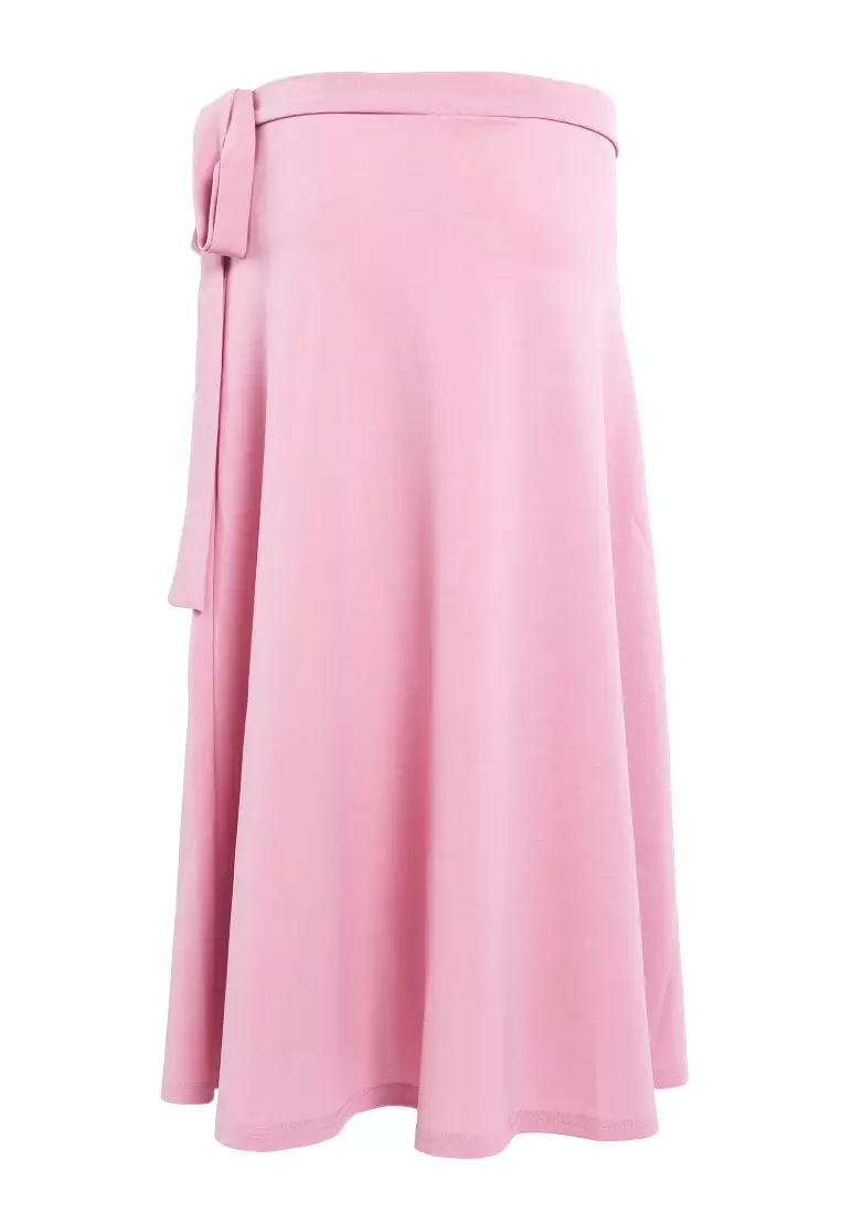 Pink Wrap Style Long Maxi Skirt