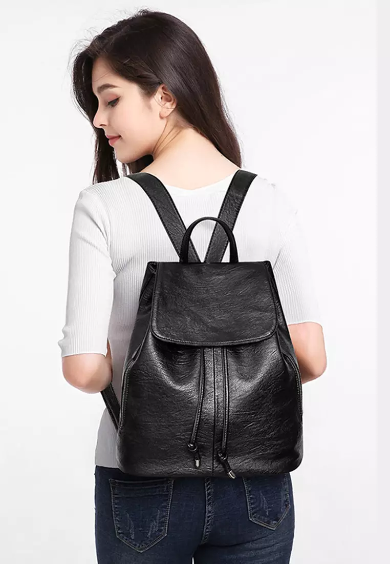 Stylish Faux Leather Flap Backpack JW NN-6636