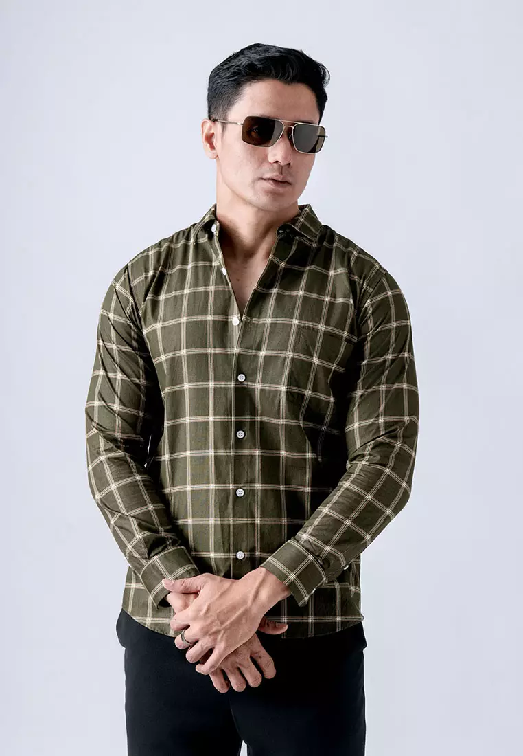 Roma Plaid Shirt Dark Green LS