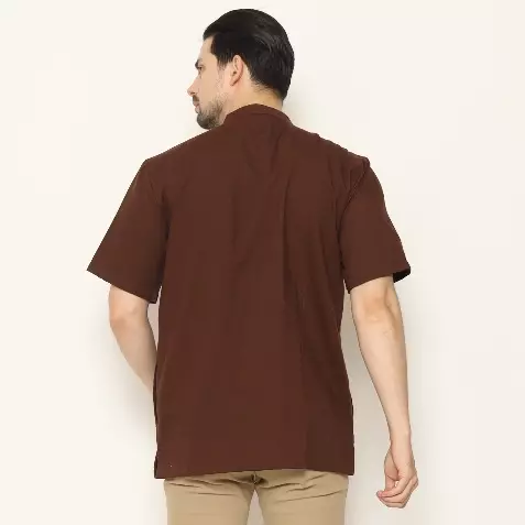 AMK Kemeja Koko Pria Lengan Pendek KK HADDID S/S Brown
