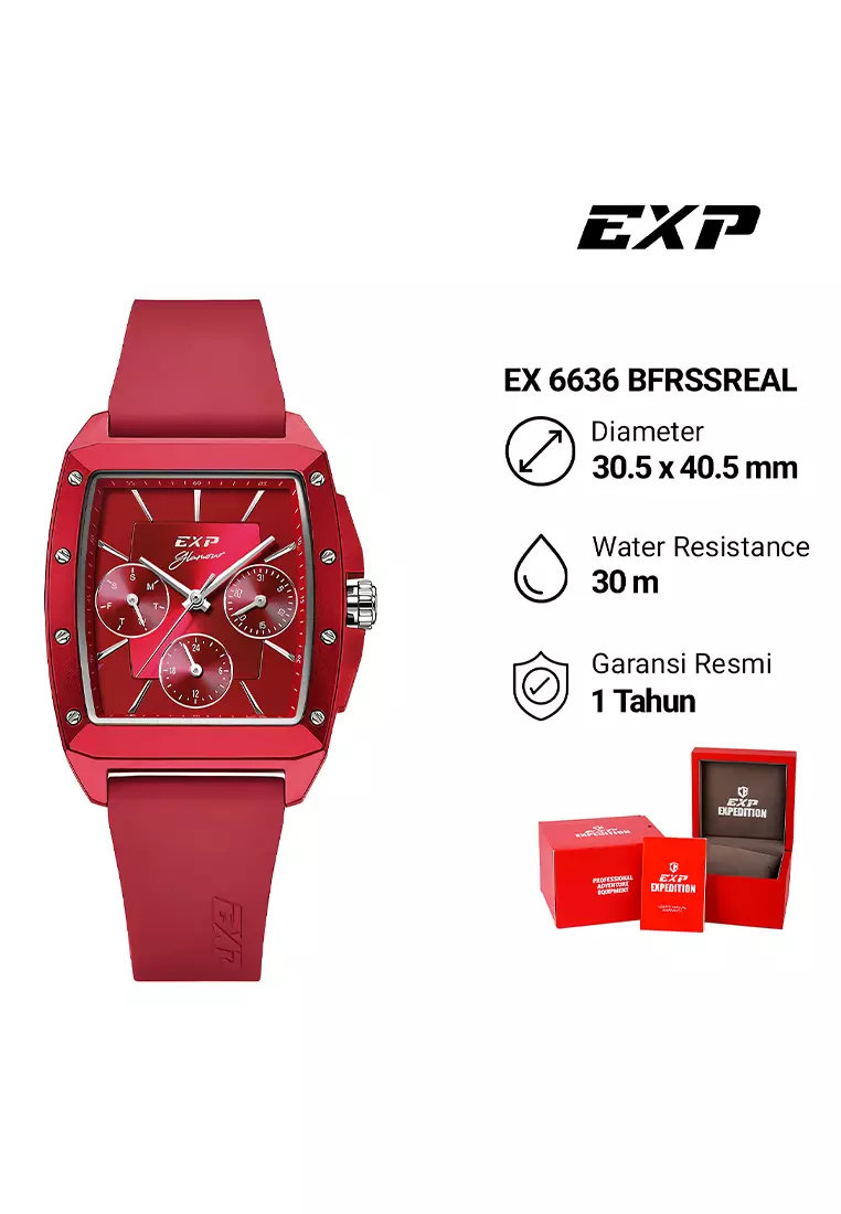 Expedition EXP - Jam Tangan Chronograph Wanita - Red Case - Red Silicone Strap - 6636BFRSSREAL