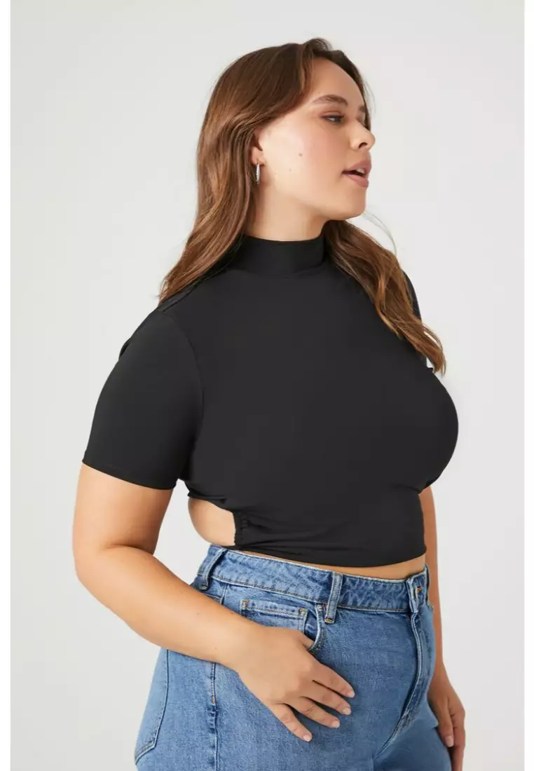 Plus size turtleneck crop top clearance