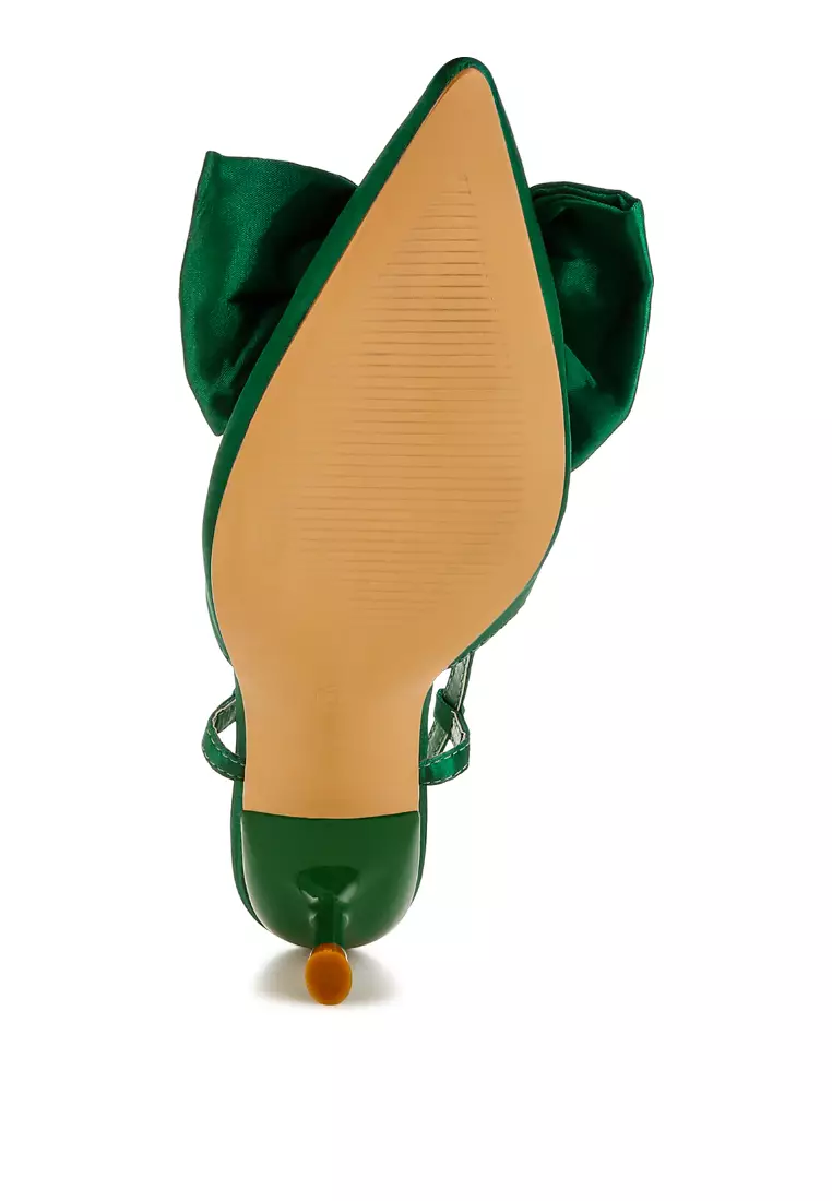 Sandal Slingback Pita Satin Warna Hijau