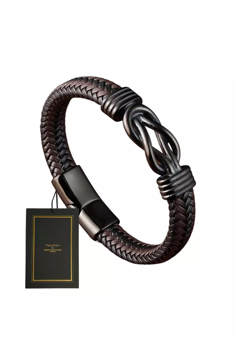 HAPPY FRIDAYS Stainless Steel Leather Braided Bracelet OSD-L22356