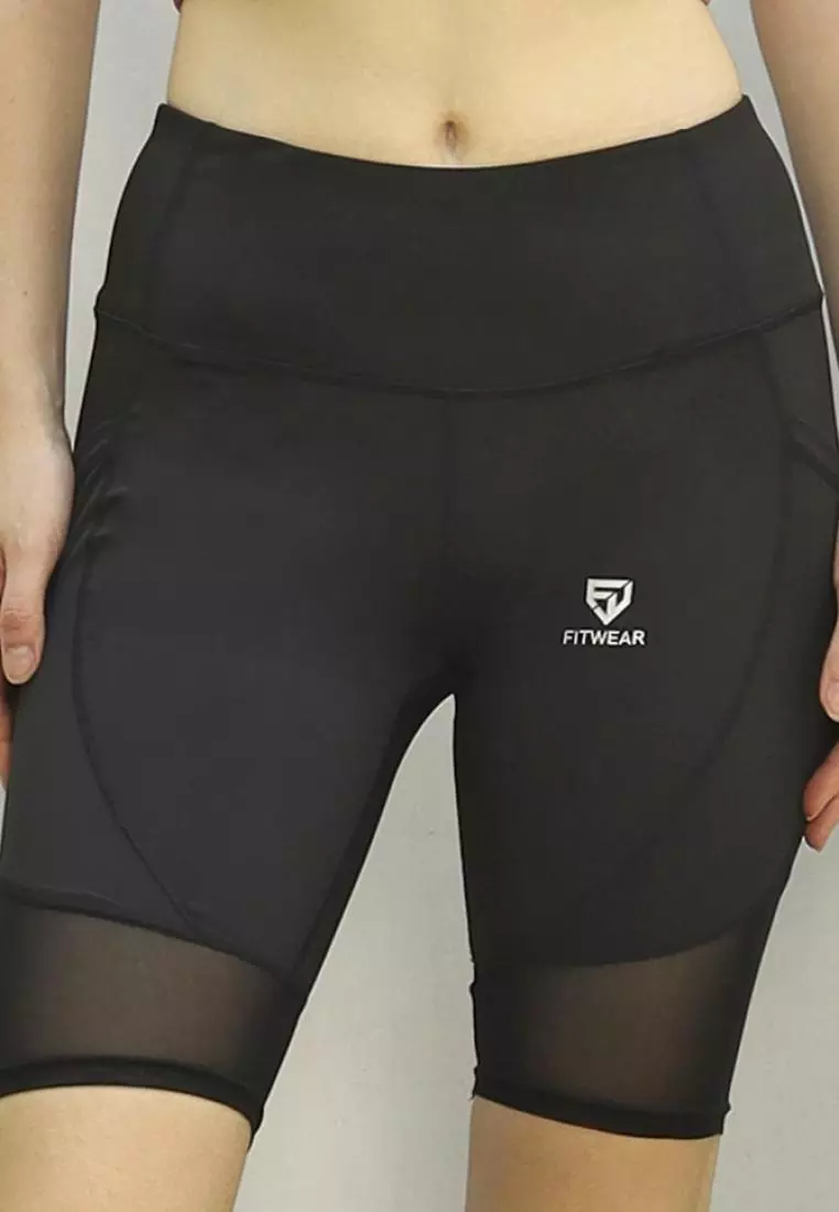 Fitwear - Celana / Legging Pendek Olahraga MARGO DRYFIT KNEE MESH - BLACK