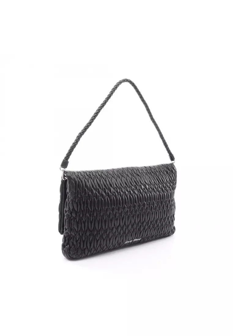 バッグ MIU MIU Black 2way Leather Shoulder Bag Buy Miu Miu Pre-Loved MIU MIU NAPPA CRYSTAL matelasse 2WAY chain