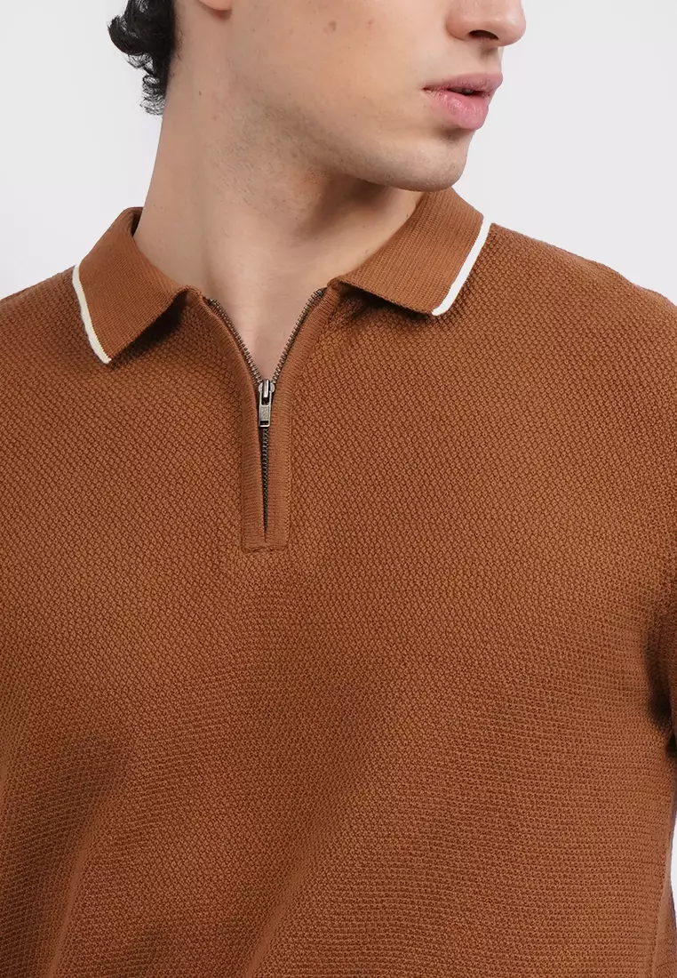 Short Sleeve Zipper Polo Shirt