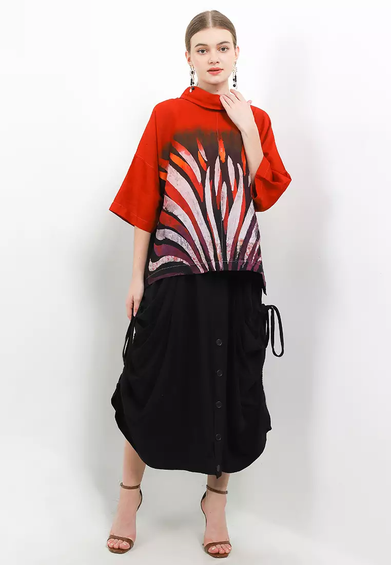 Elastic-waisted PantsSkirt+Button