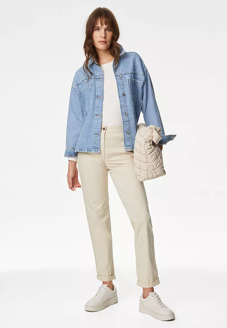 Cotton Rich Tea Dyed Slim Fit Chinos