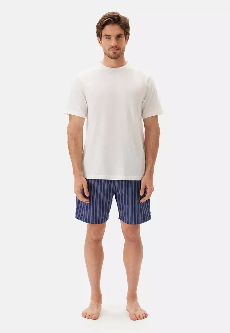 Buy DAGİ Navy Woven Bottom Shorts, Striped, Regular, Short Leg