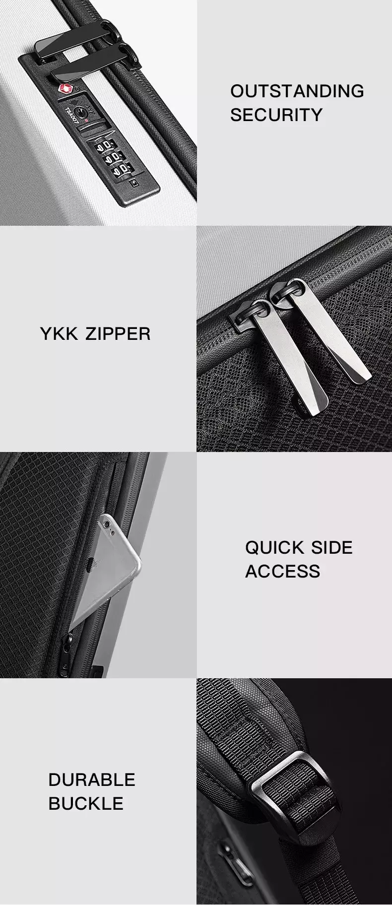 Bange BG22201 Tas Ransel Backpack Laptop Kerja pria Anti Theft Lock USB 15.6 Inch - Silver