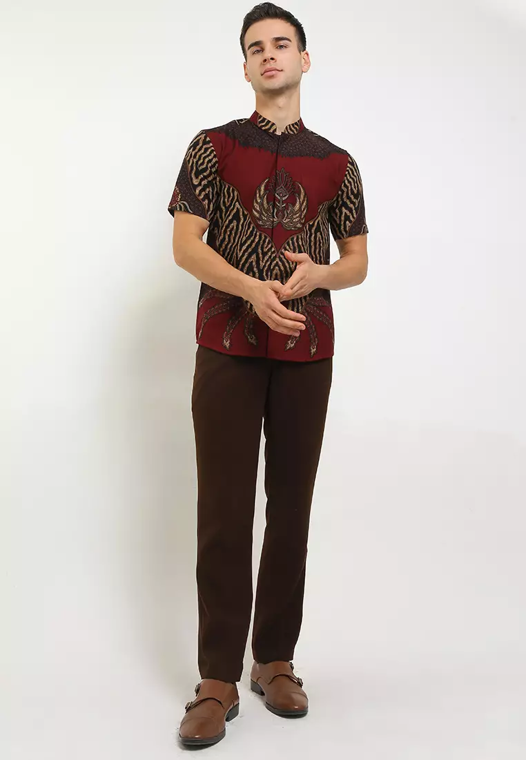 BATIK TALENTA EXCLUSIVE Lengan pendek slimfit SHANGHAI GRIL RED 01