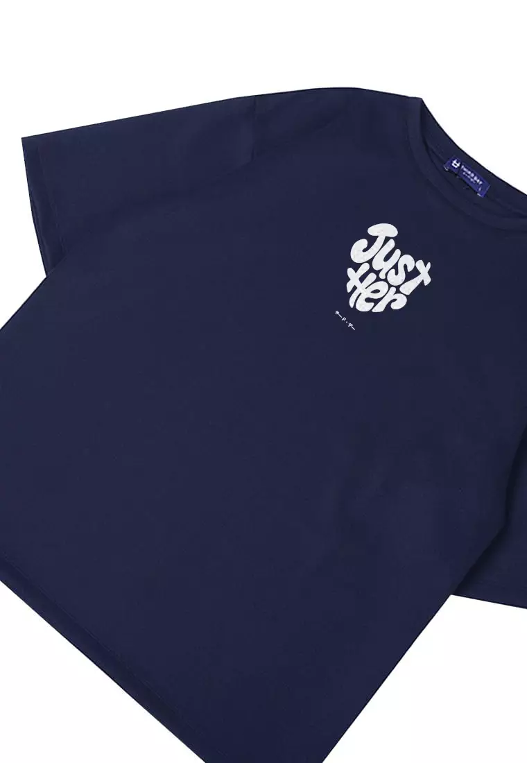 MTU23 kaos couple pasangan terbaru oversize bahan tebal scubalux "just her" navy