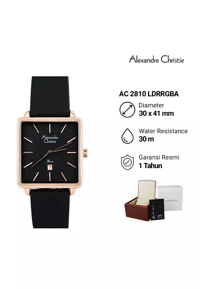 Alexandre Christie Passion - Jam Tangan Analog Wanita - Rosegold Case - Black Rubber Strap - 2810LDRRGBA