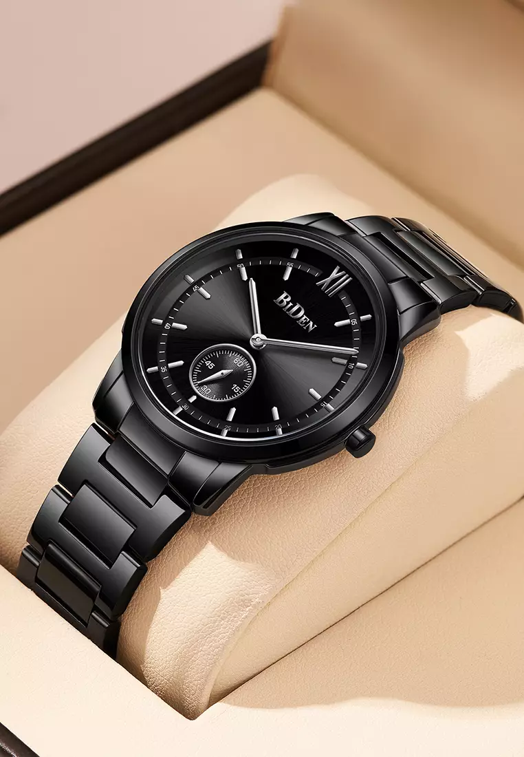 Jam Tangan Pria Bisnis Display Kuarsa Tahan Air Jam Pria Tali Stainless Steel