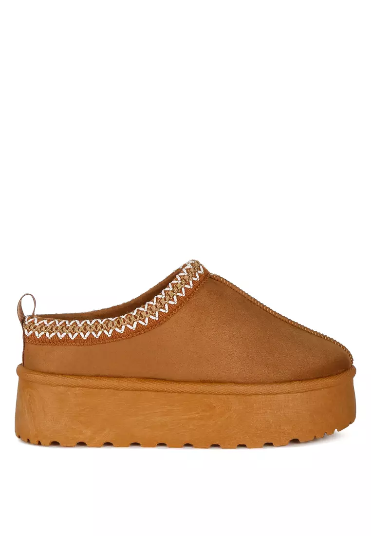 Discount on London Rag  shoes - SKU: Embroidered Platform Classic Slip-On in Tan