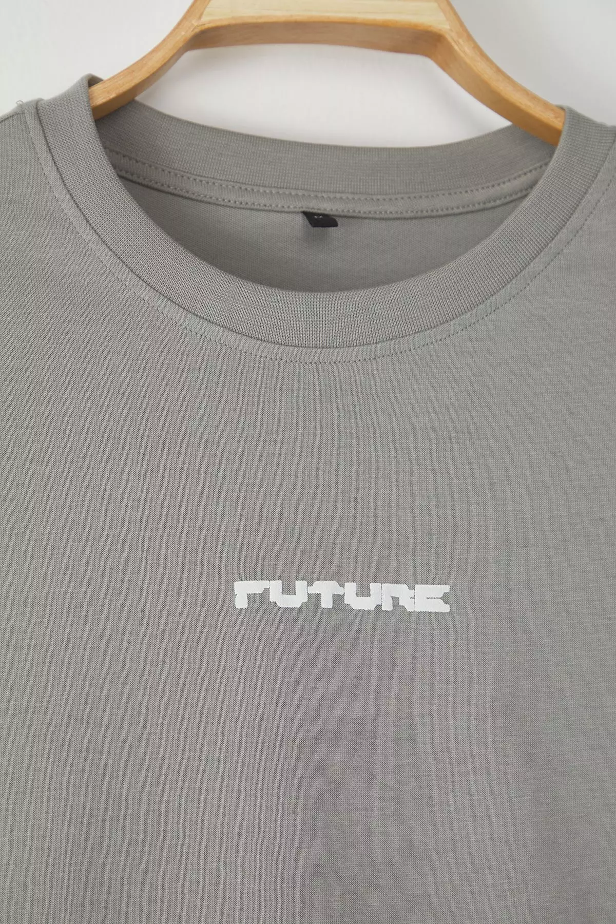 Grey Oversize/Wide Cut Puffy Printed 100% T-Shirt TMNSS23TS00171