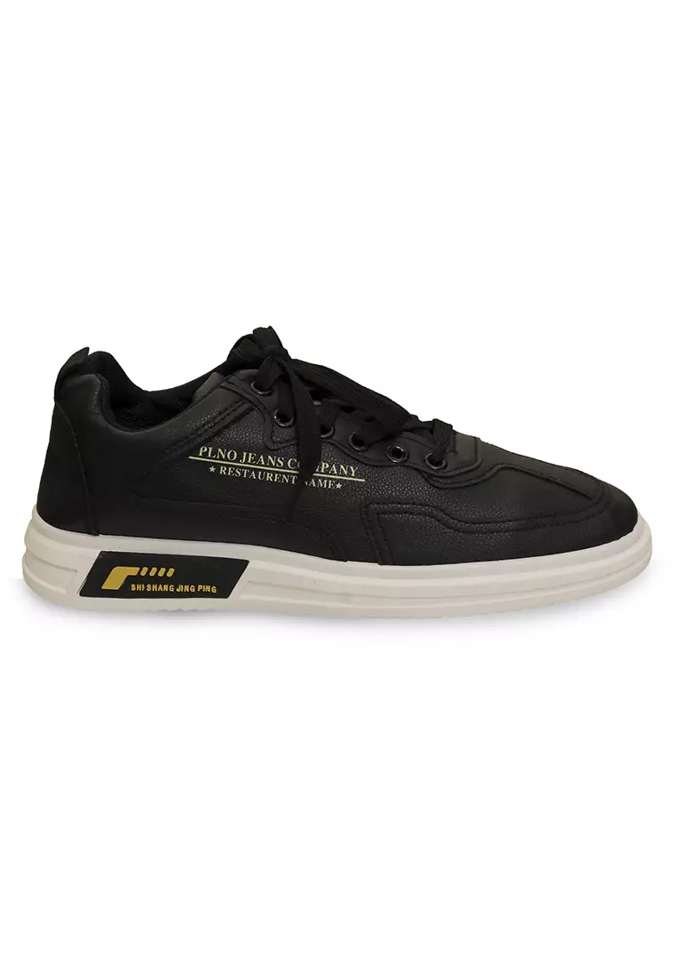 Anando Sepatu Sneakers Pria Desain Elegan Casual Shoes Ringan Material Leather ORIGINAL - Black