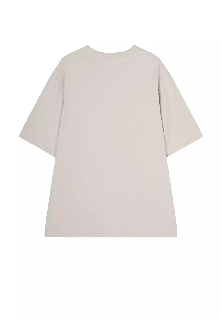 全棉圖案元素貼圖寬鬆短袖T恤