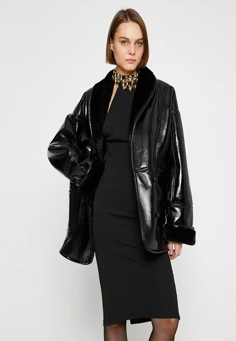 Wrap Faux Leather Jacket