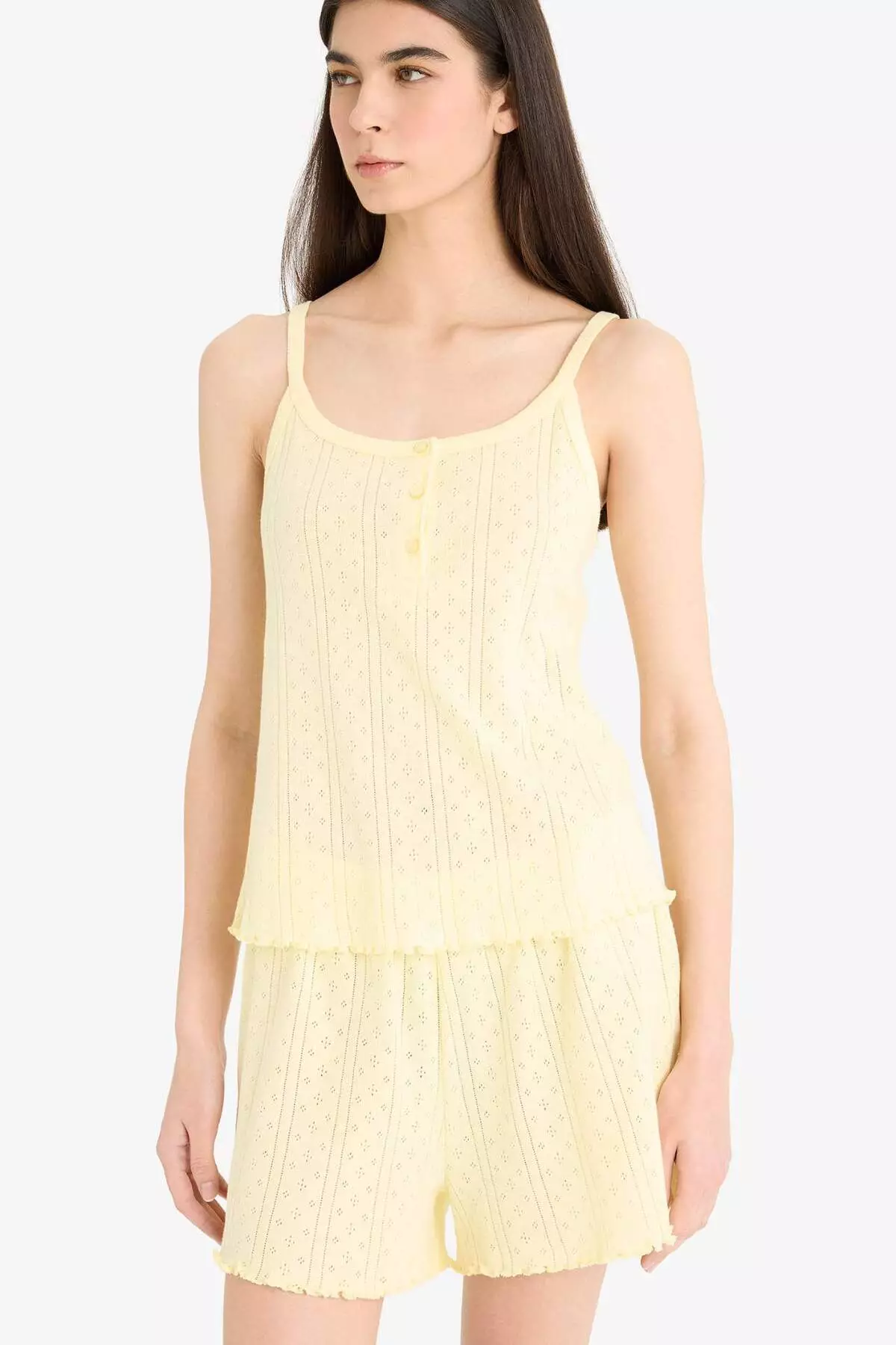 Pajama Set Suspender Top Flexible Waisted Shorts-Fall in Love E9830Ax25Sm