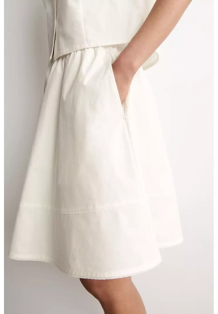 EMBROIDERED COTTON-POPLIN SKIRT