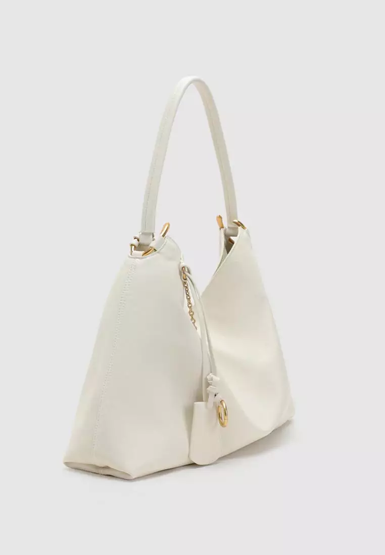 Slouchy Open Top Chain Shoulder Bag Artificial Leather