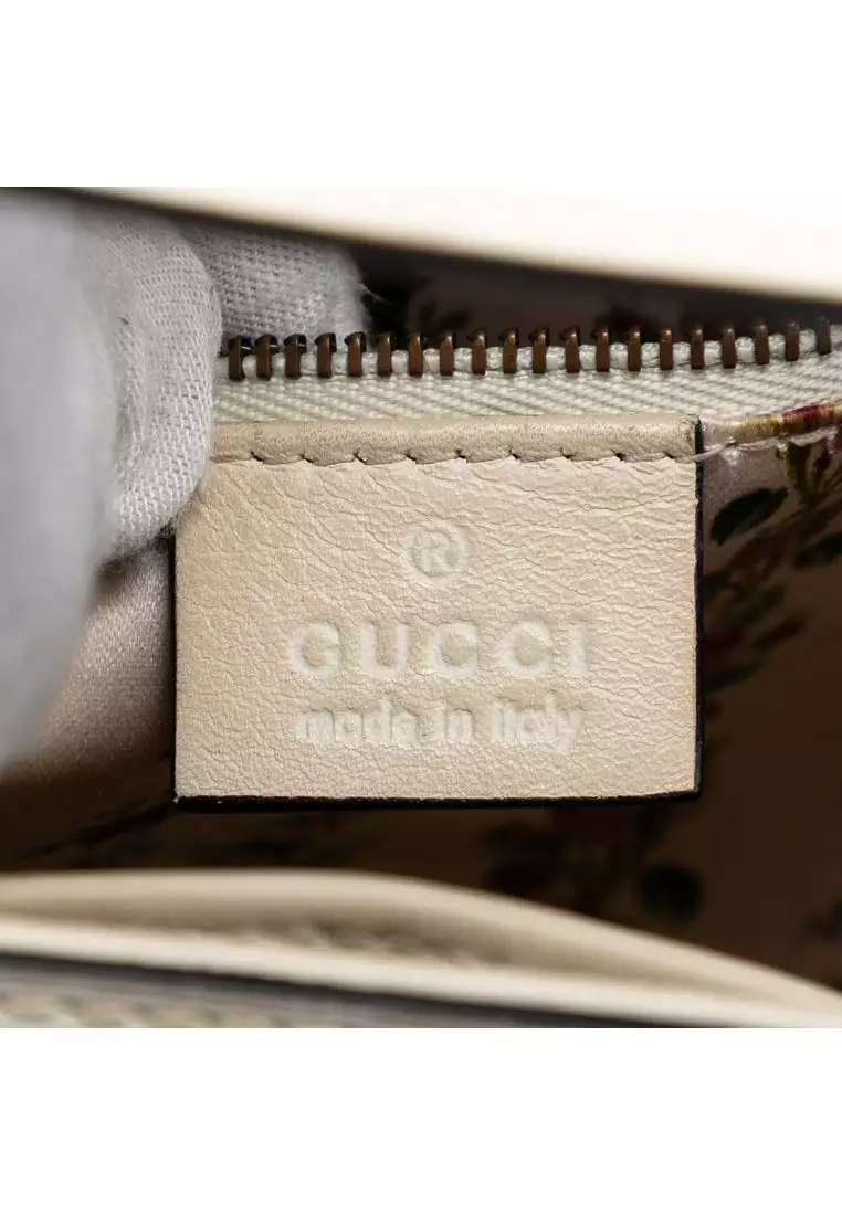 Pre-Loved Gucci Calfskin Frame Print Bamboo Top Handle Bag