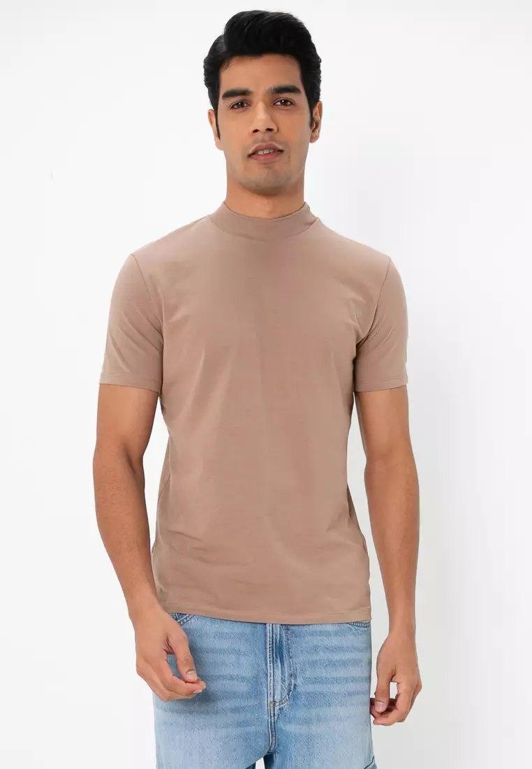 Bershka Basic High Neck T-Shirt 2025 | Buy Bershka Online