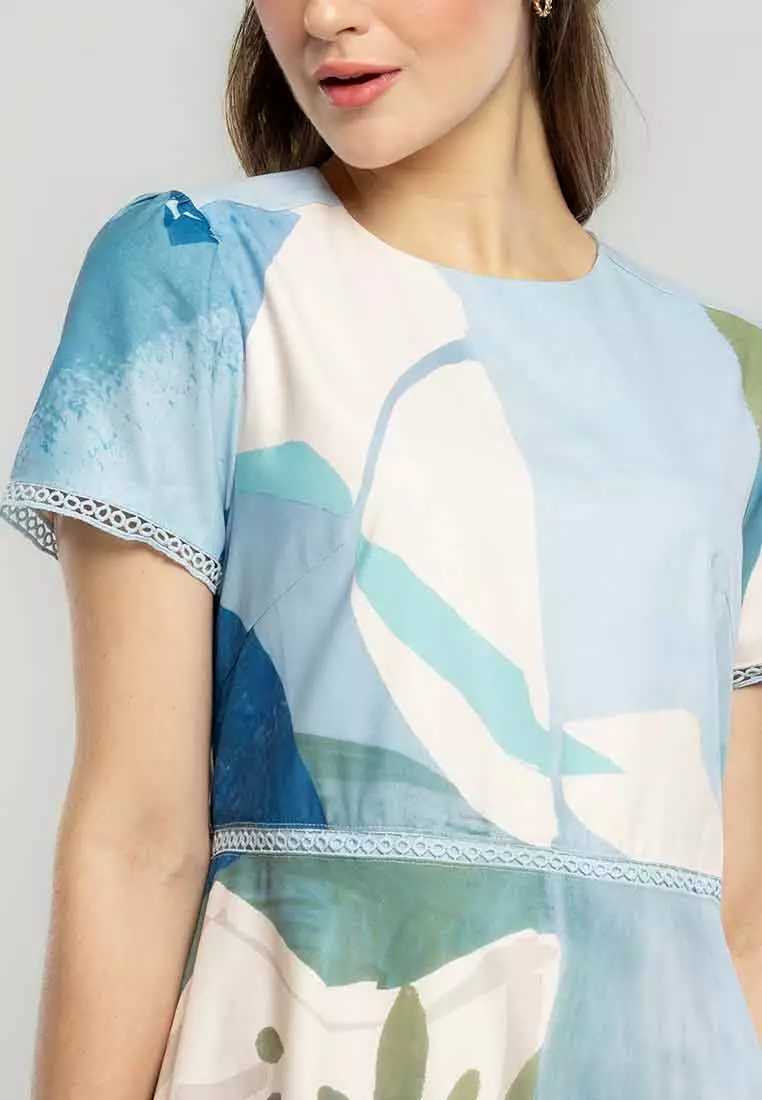 Celestine Abstract A-Line Print Dress