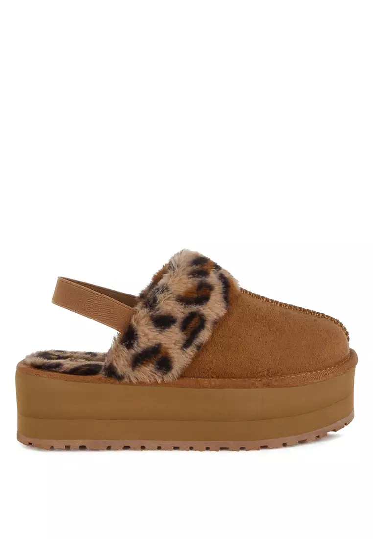 Discount on London Rag  shoes - SKU: Leopard Print Faux Fur Platform Classic Slingback in Tan