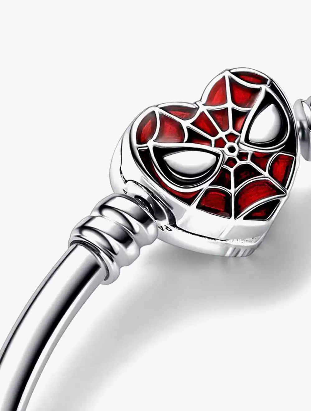 Marvel Spider-Man sterling silver bangle with black and transparent red enamel