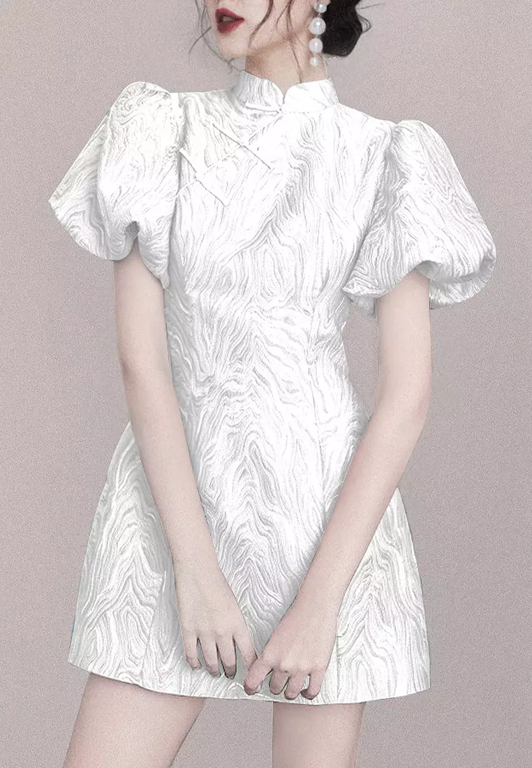 Cheongsam modified short-sleeved dress A021925W