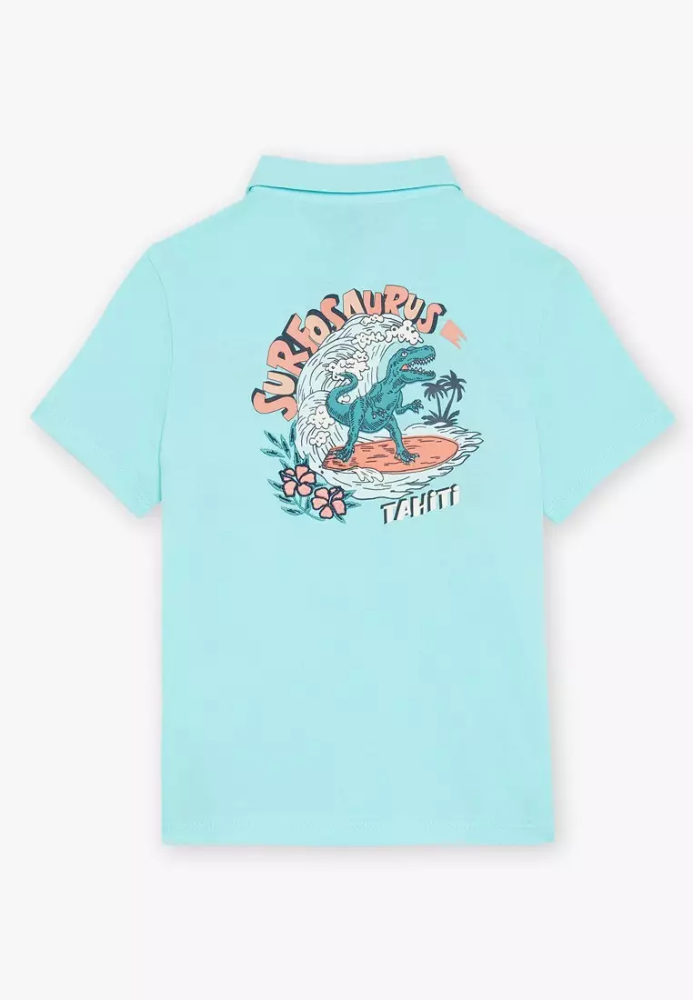 Turquoise Striped Polo Shirt