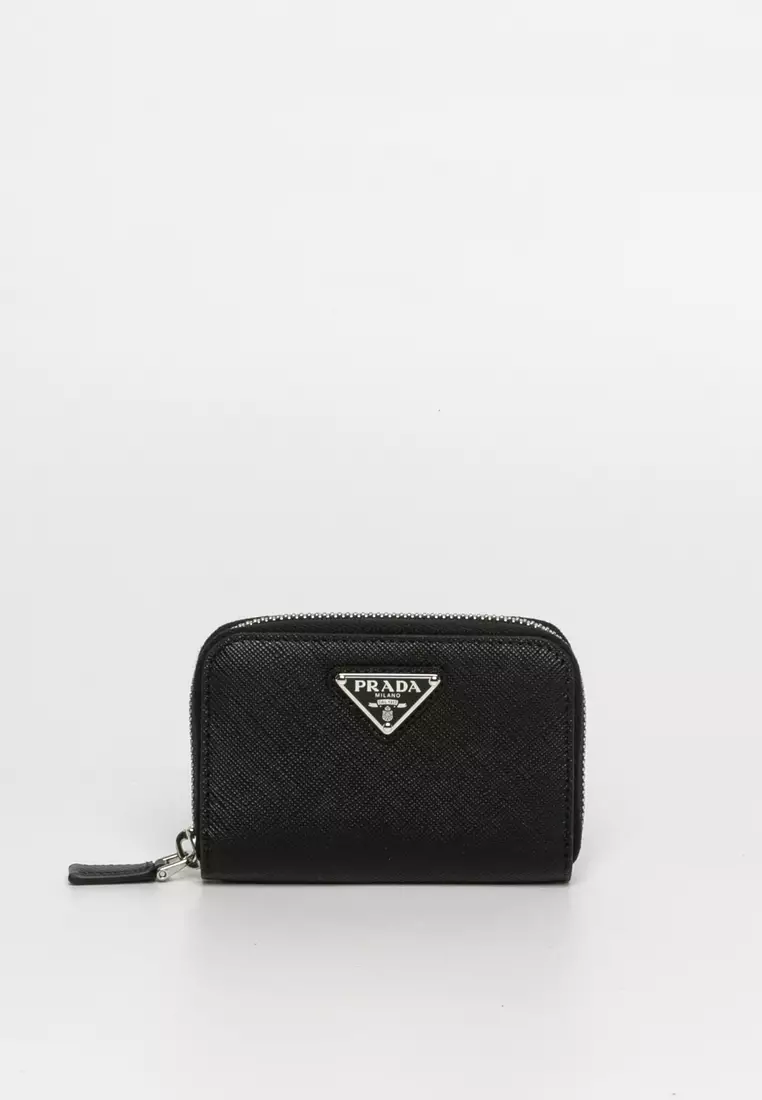 Prada Wallet on Strap Saffiano Leather Small Black 405611