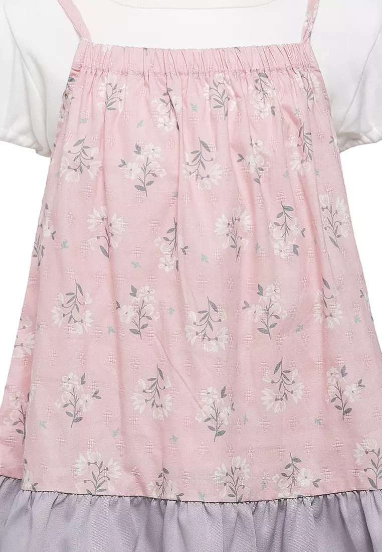 Qna Girl Virada Overall Dress Anak Pink