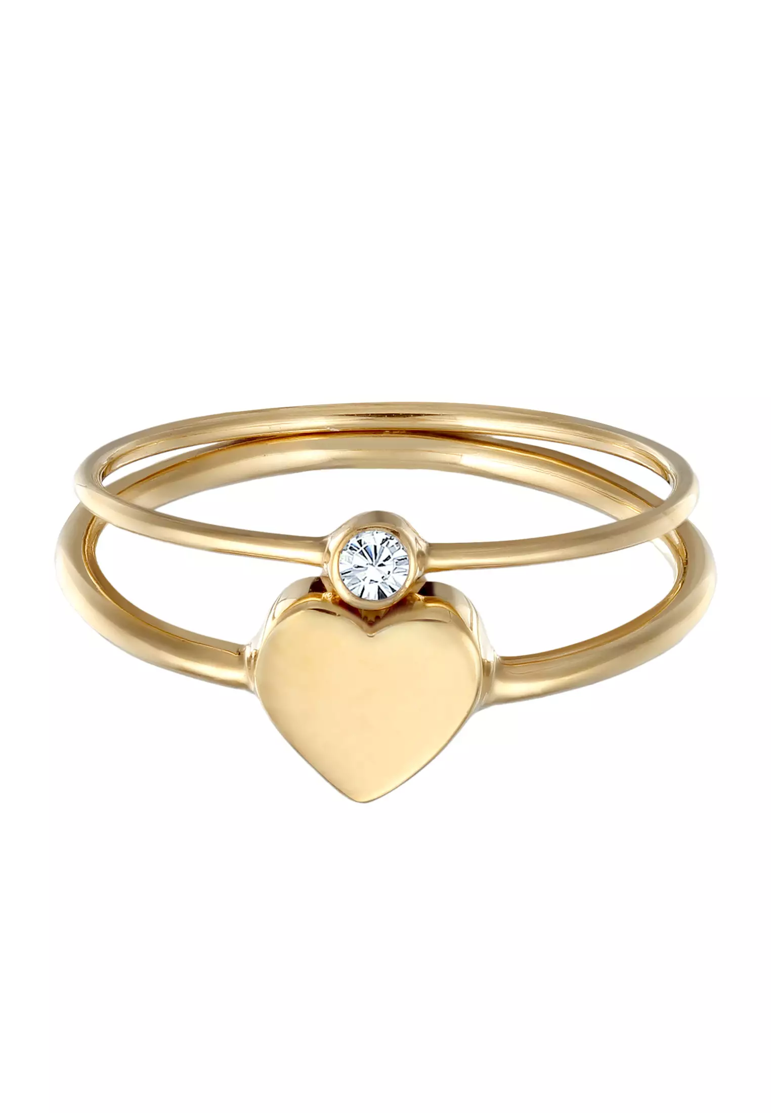 施华洛世奇®水晶镶嵌单钻心形爱心戒指套装，镀金设计