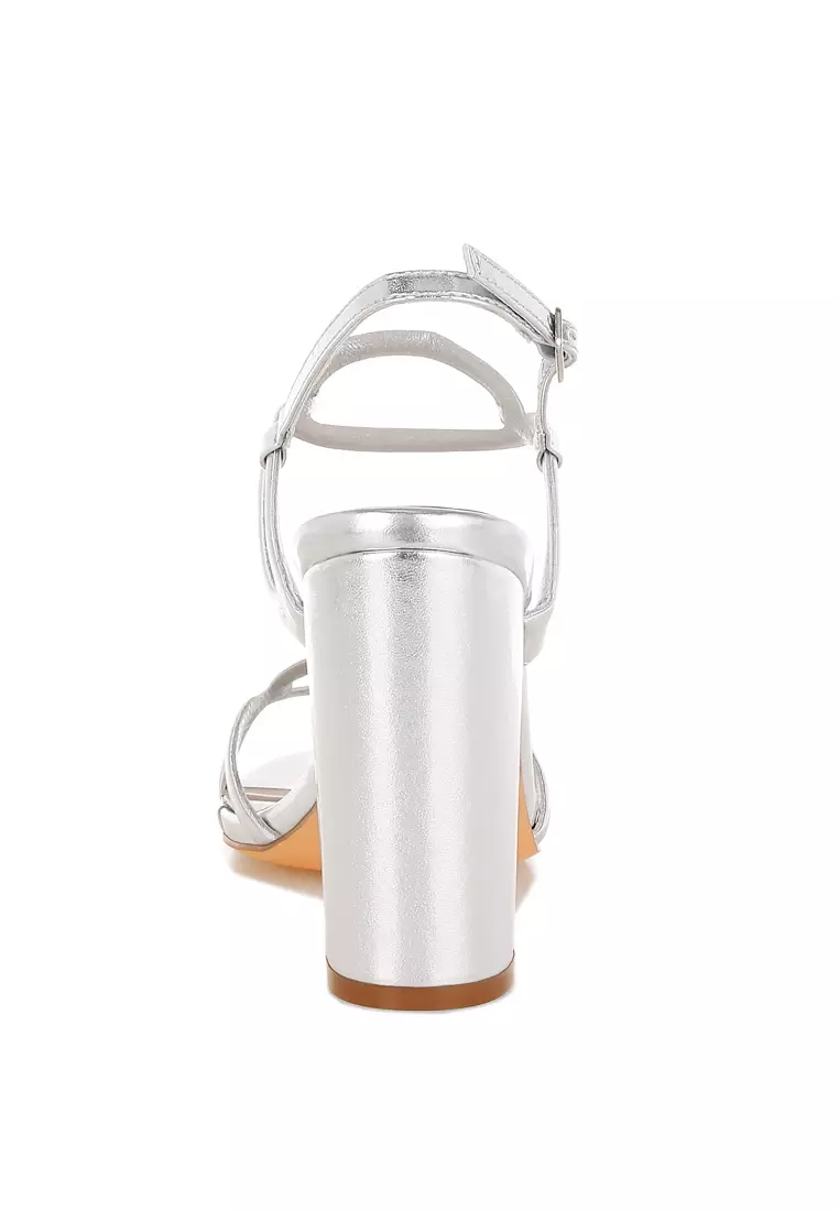 Silver Cut Out Chain Metallic Sandals