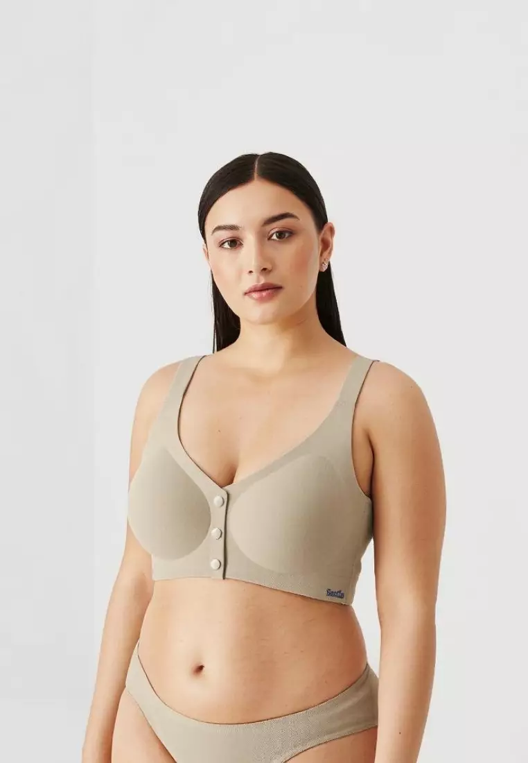 3 Pack Collins Plus Size Seamless Wireless Support Bra - Black, Green, Grey