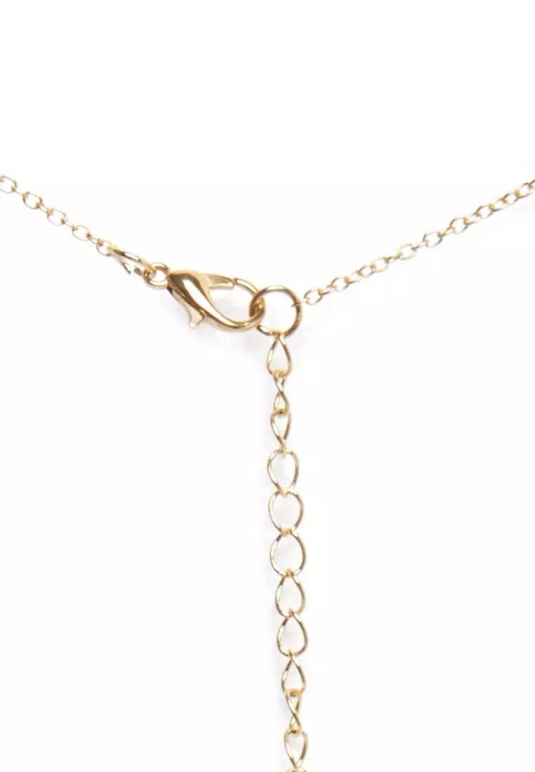 Kalung Rantai Huruf Pendant Necklace Perhiasan Wanita Premium Quality - Gold A