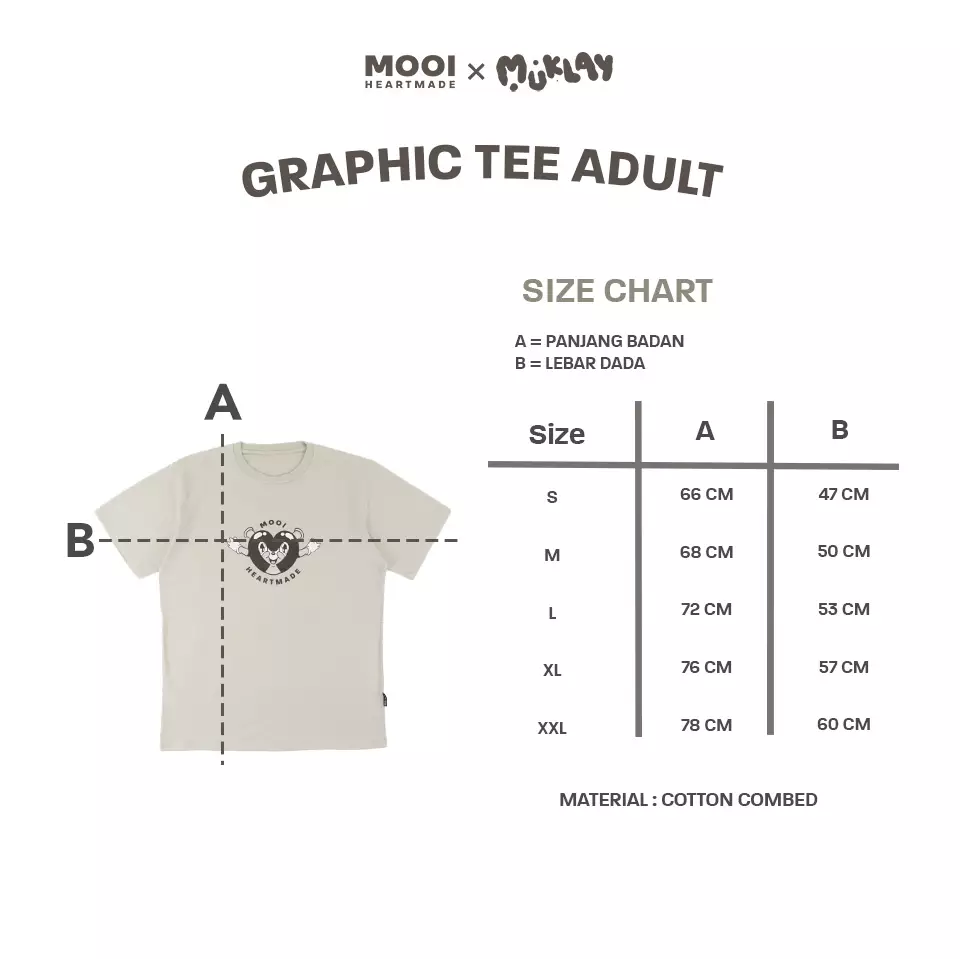 Mooi X Muklay Kaos Dewasa Unisex Graphic Tee Adult - Beige