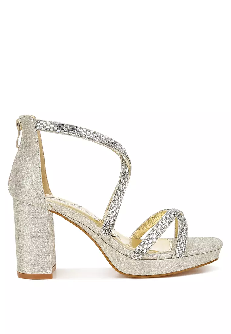 Discount on London Rag  shoes - SKU: Rhinestones Embellished Strappy Sandals in Gold
