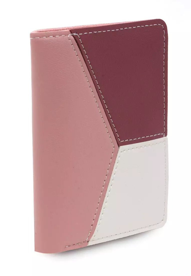 Dompet Mini Triple Color Design Simple Detail Zip - Pink Muda