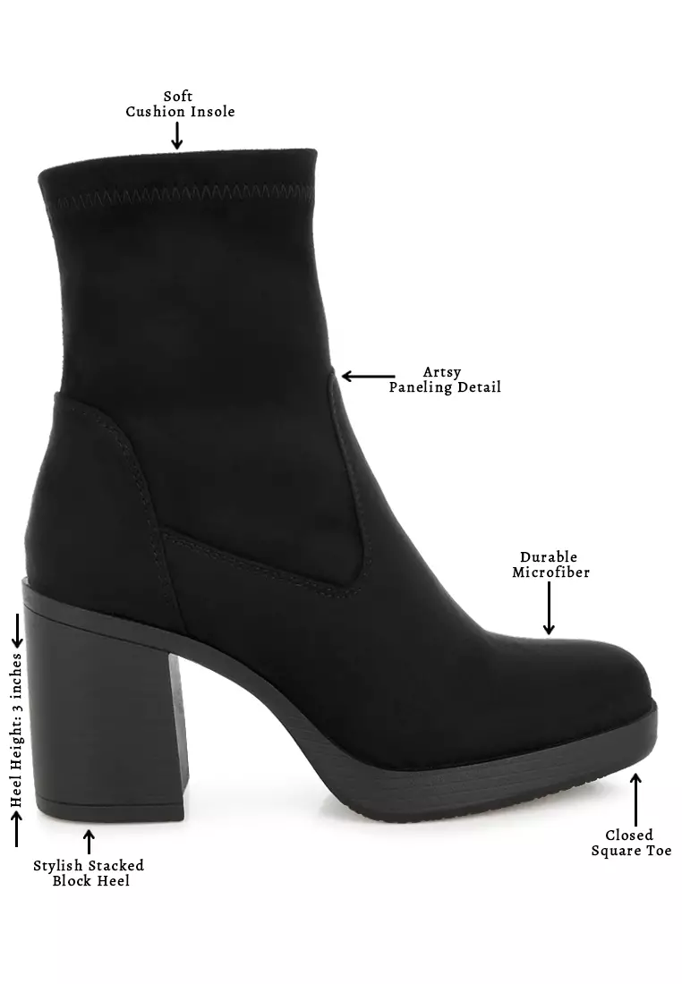 Sepatu Bot Kaus Kaki Microfiber Warna Hitam
