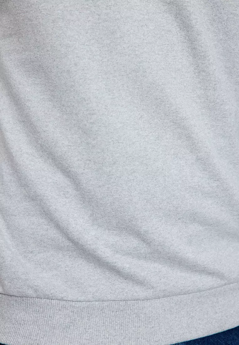 Gray Melange Regular/Normal Cut Basic Sweatshirt TMNAW21SW1208