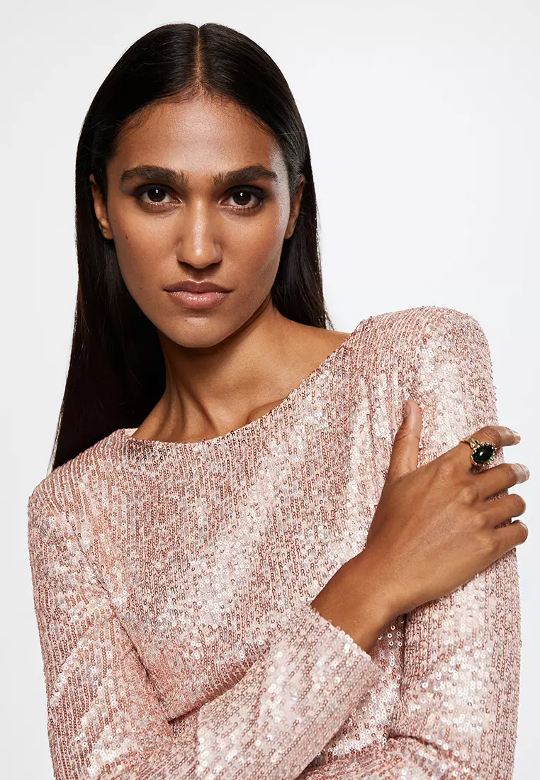 Long Sleeve Sequin Dress