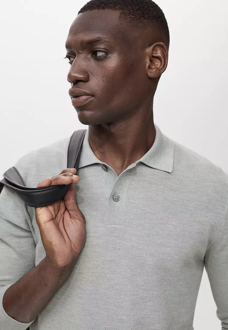 Micro-Structured Cotton Polo Shirt