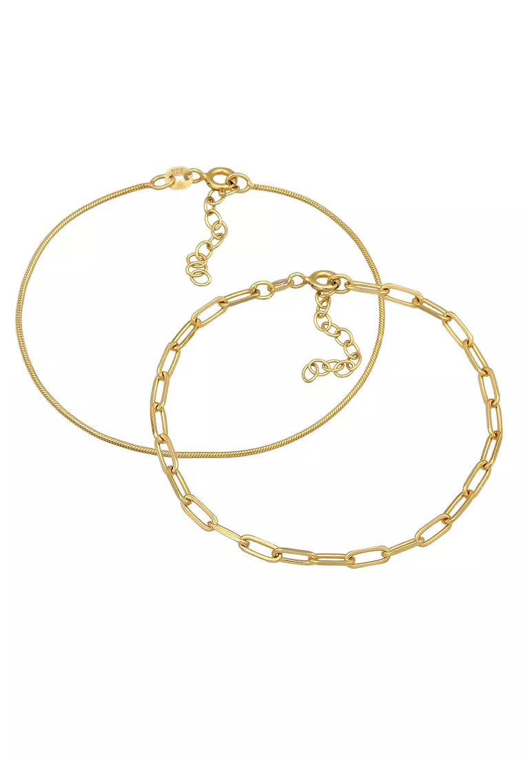 Bracelet Women Layer Ball Chain Elegant Basic Minimalist Gold-Plated
