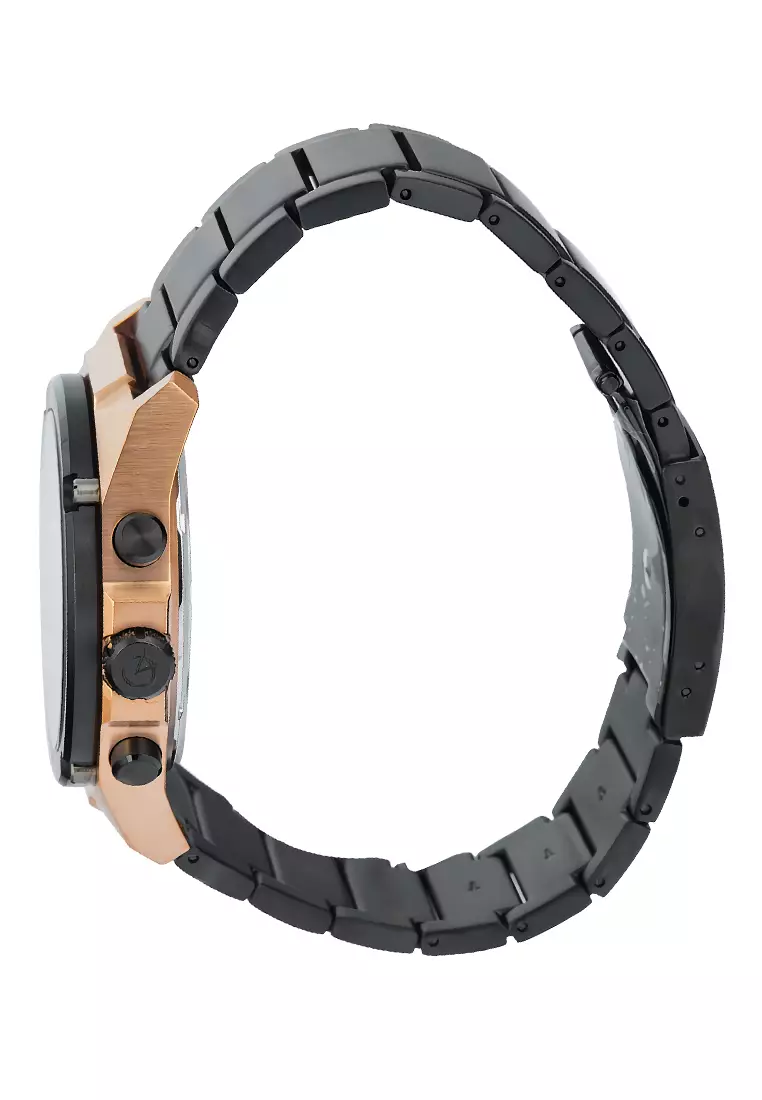 Alexandre Christie - Jam Tangan Chronograph Pria - Rosegold Black - Stainless Steel - 6655MCBBRBA